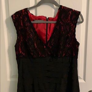 Red and black cocktail dress